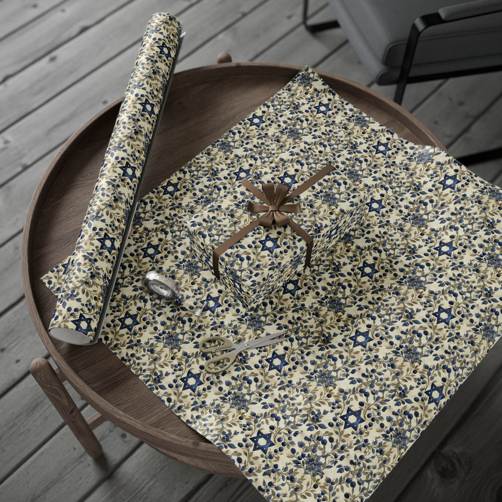 Floral Star of David Gift Wrap | Judaica Wrapping Paper
