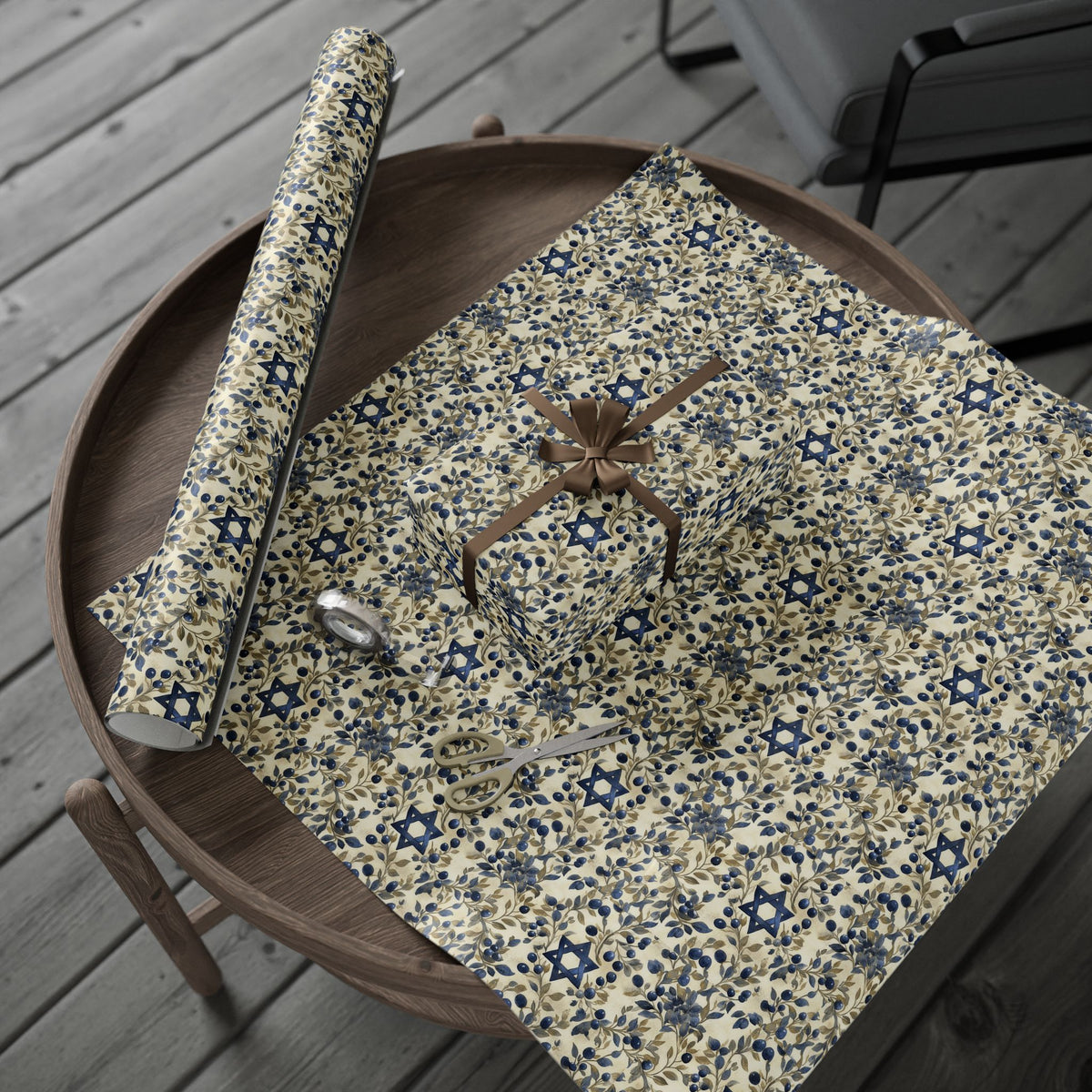 Floral Star of David Gift Wrap | Judaica Wrapping Paper