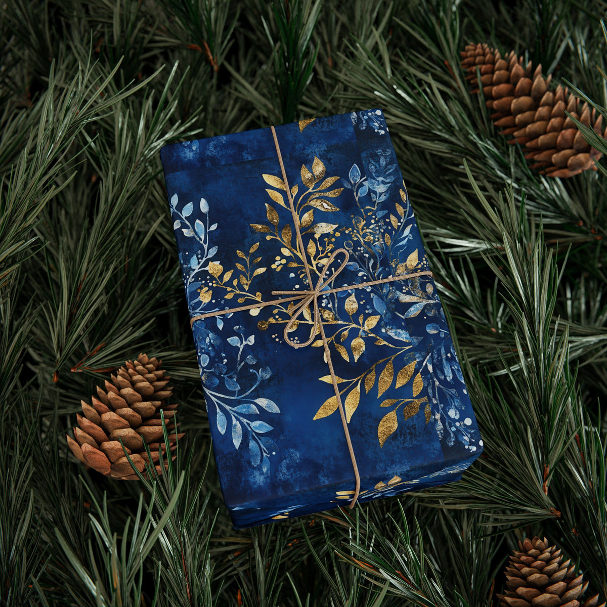 Elegant Blue & Gold Judaica Gift Wrap