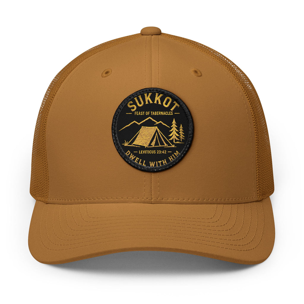 Men’s Sukkot Dwell with Him Hat | Embroidered Trucker Cap | Feast of Tabernacles Outdoor Apparel