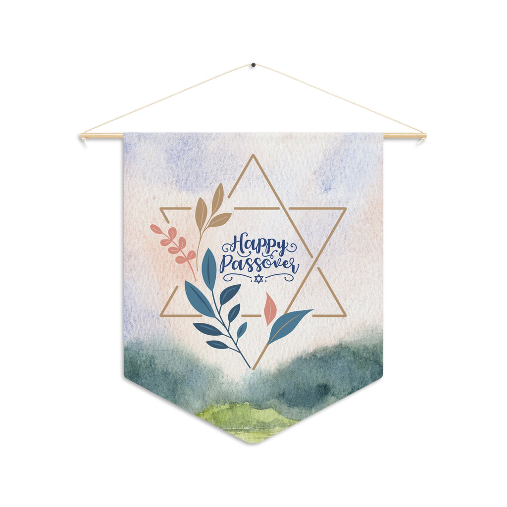 Happy Passover Pennant | Star of David Floral Wall Banner