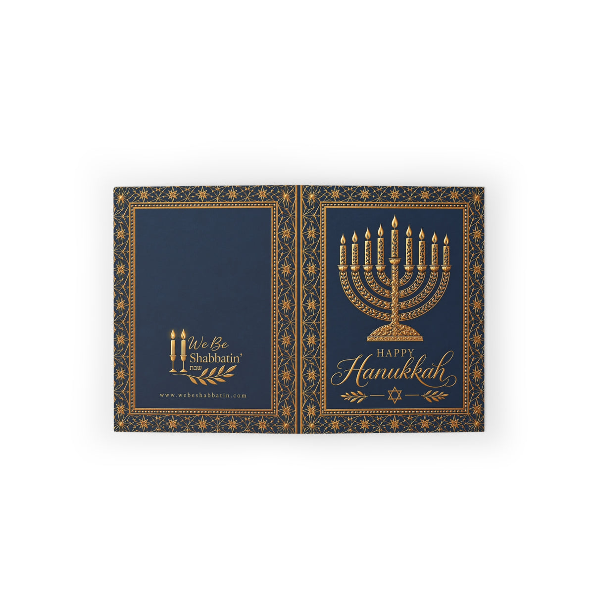 Luxury Hanukkah Card | Navy & Gold Menorah Greeting Card | Festival of Lights (8, 16, and 24 pcs)
