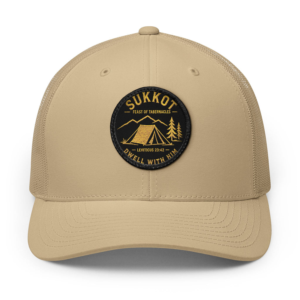 Men’s Sukkot Dwell with Him Hat | Embroidered Trucker Cap | Feast of Tabernacles Outdoor Apparel