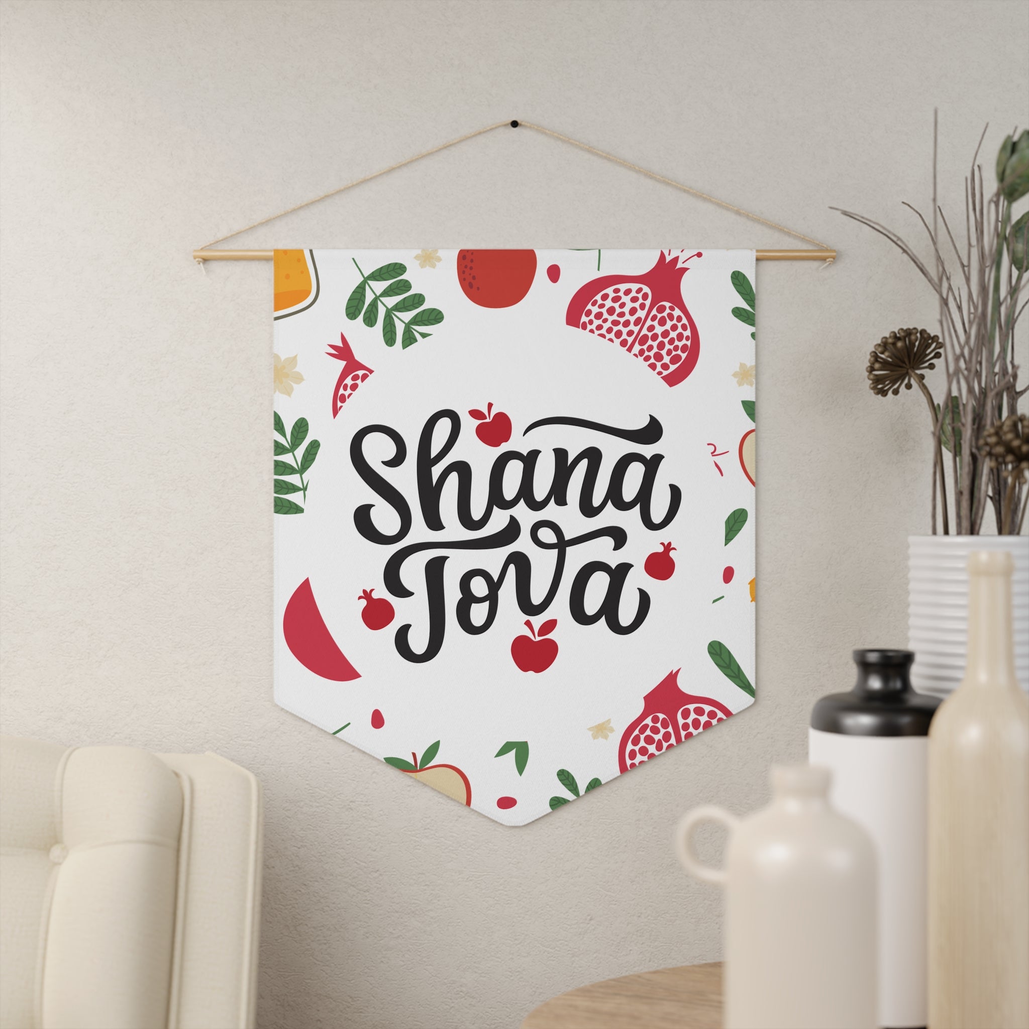 Shana Tova | Pomegranate & Apple Wall Pennant