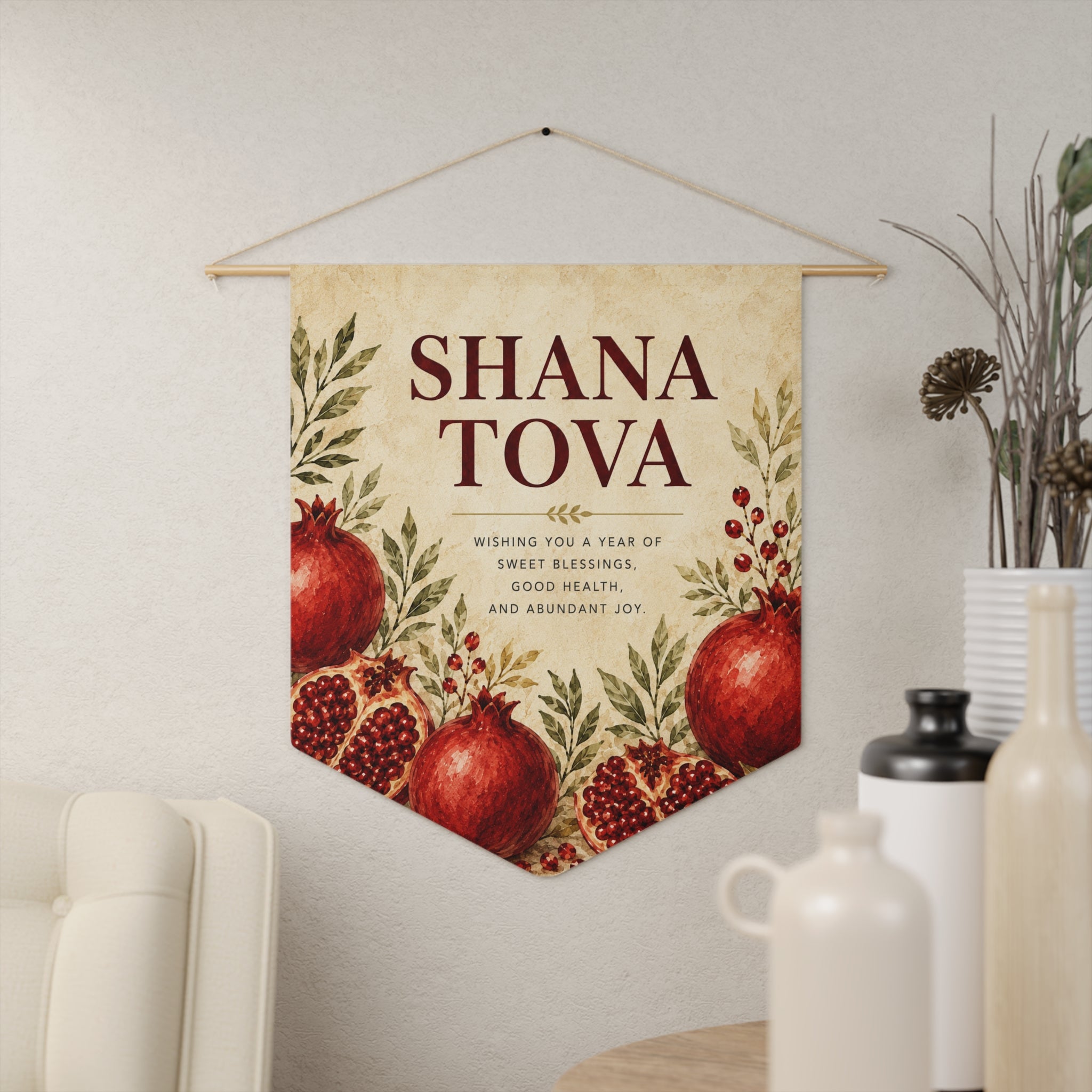 Shana Tova | Pomegranate Botanical Wall Pennant