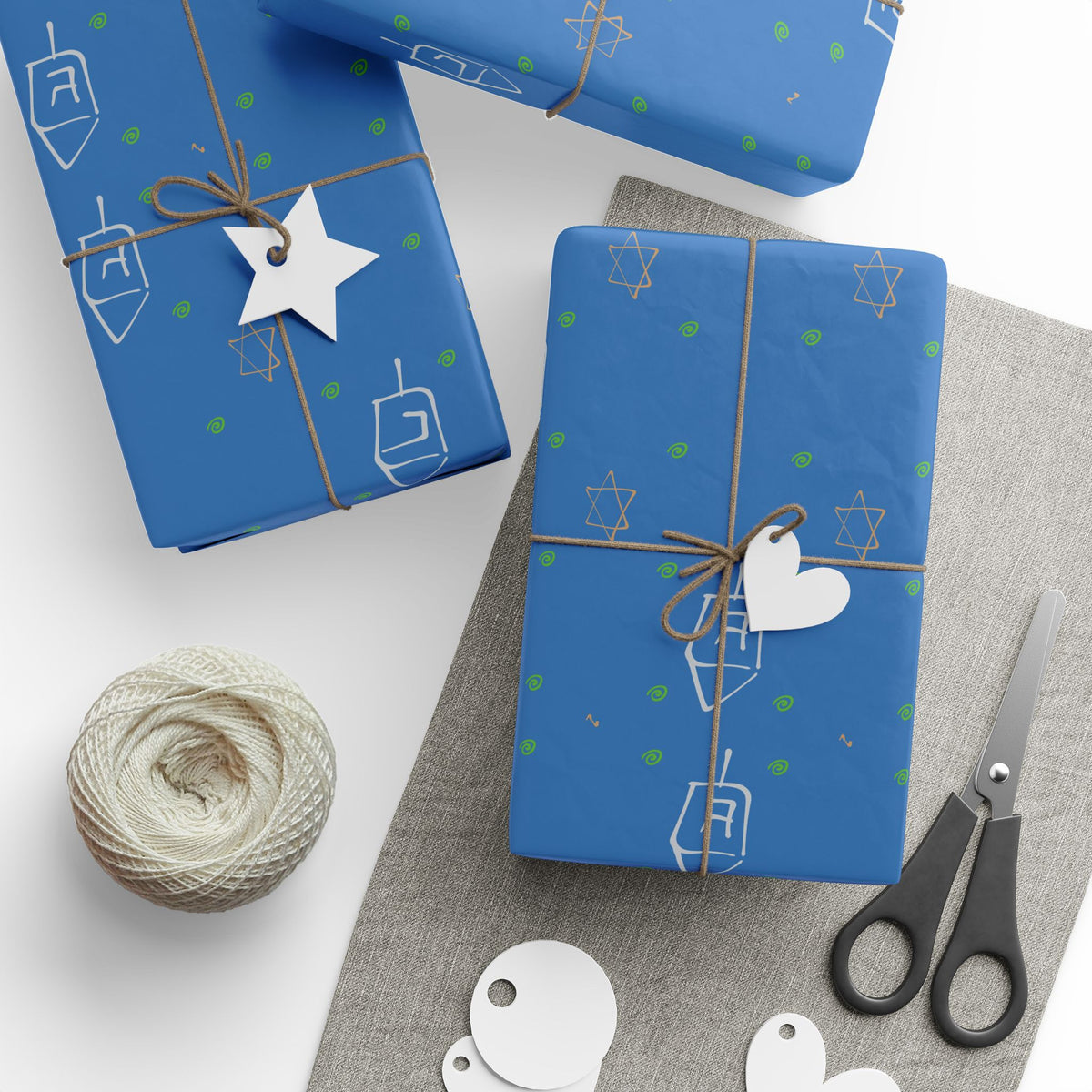 Blue Hanukkah Wrapping Paper | Menorah Gift Wrap