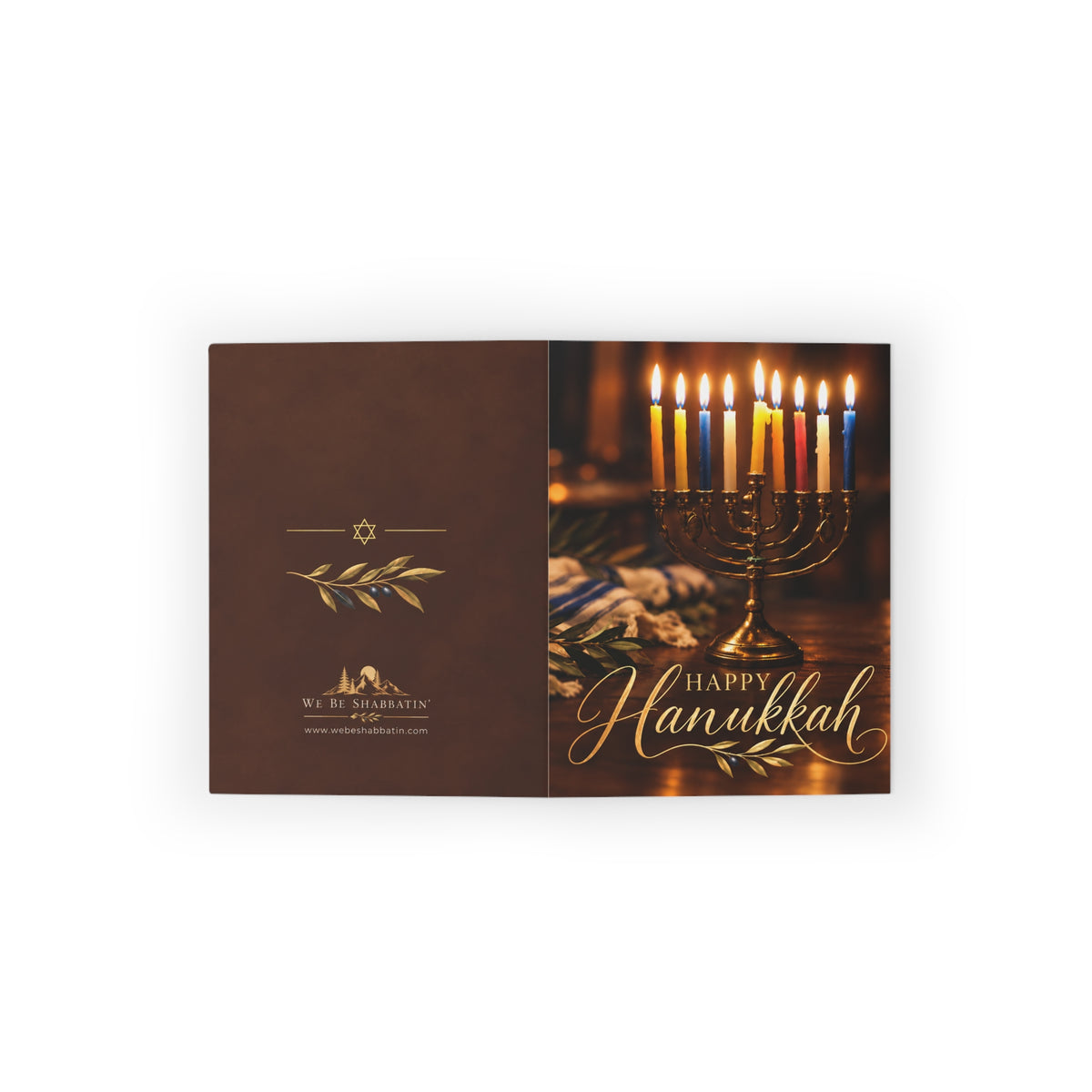Happy Hanukkah Menorah Photo Card | Festival of Lights Greeting Card (8, 16, and 24 pcs)