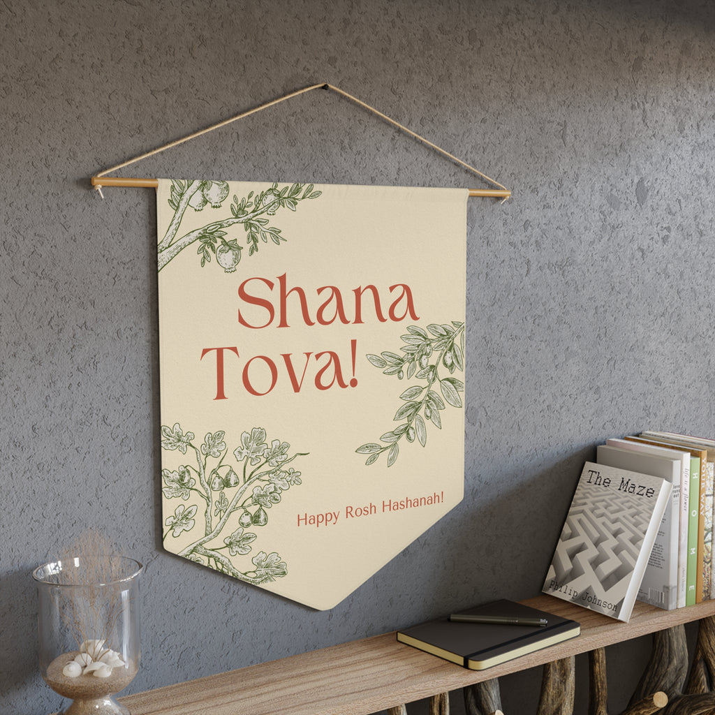 Shana Tova | Botanical Rosh Hashanah Wall Pennant
