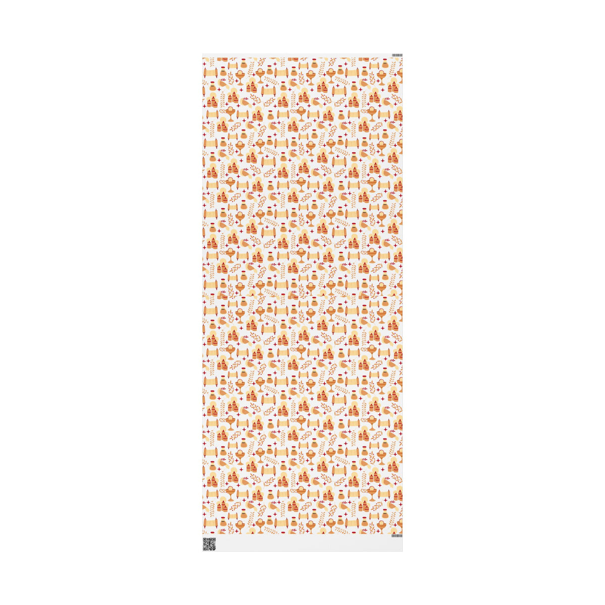Golden Candle & Scroll Judaica Gift Wrap | Warm Red and Gold Holiday Wrapping Paper