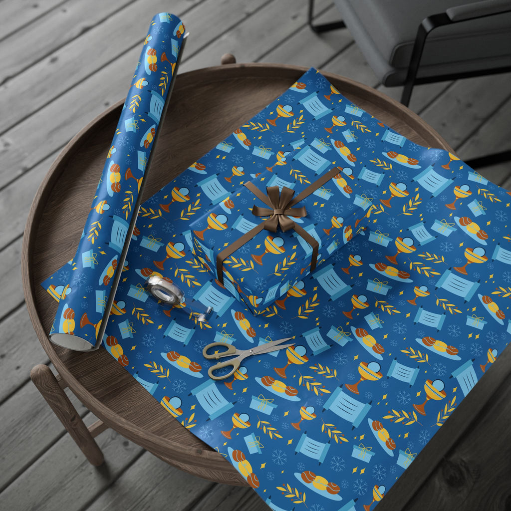 Gift Wrap with Scrolls, Challah, & Olive Branches | Judaica Wrapping Paper