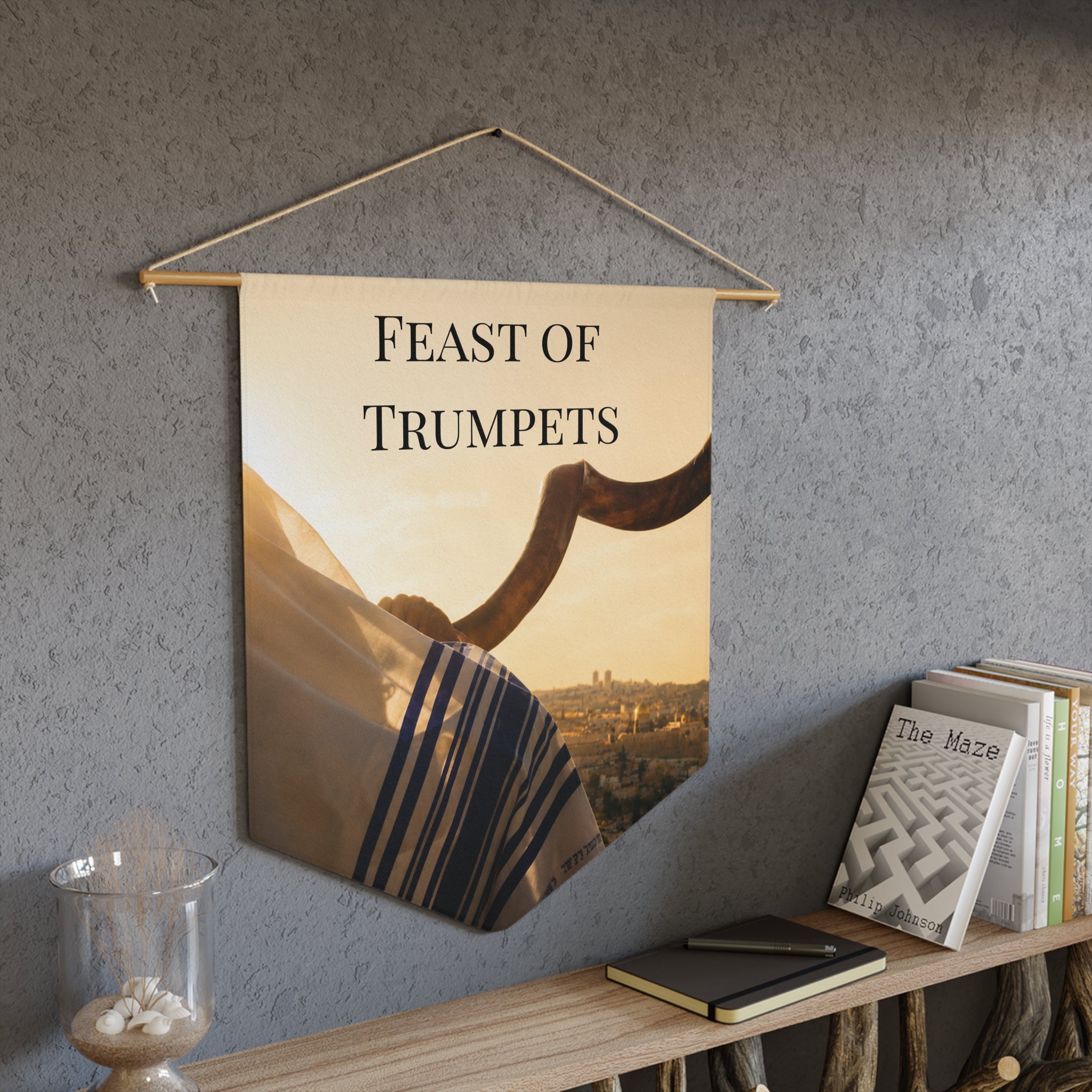 Feast of Trumpets | Shofar & Jerusalem Wall Pennant