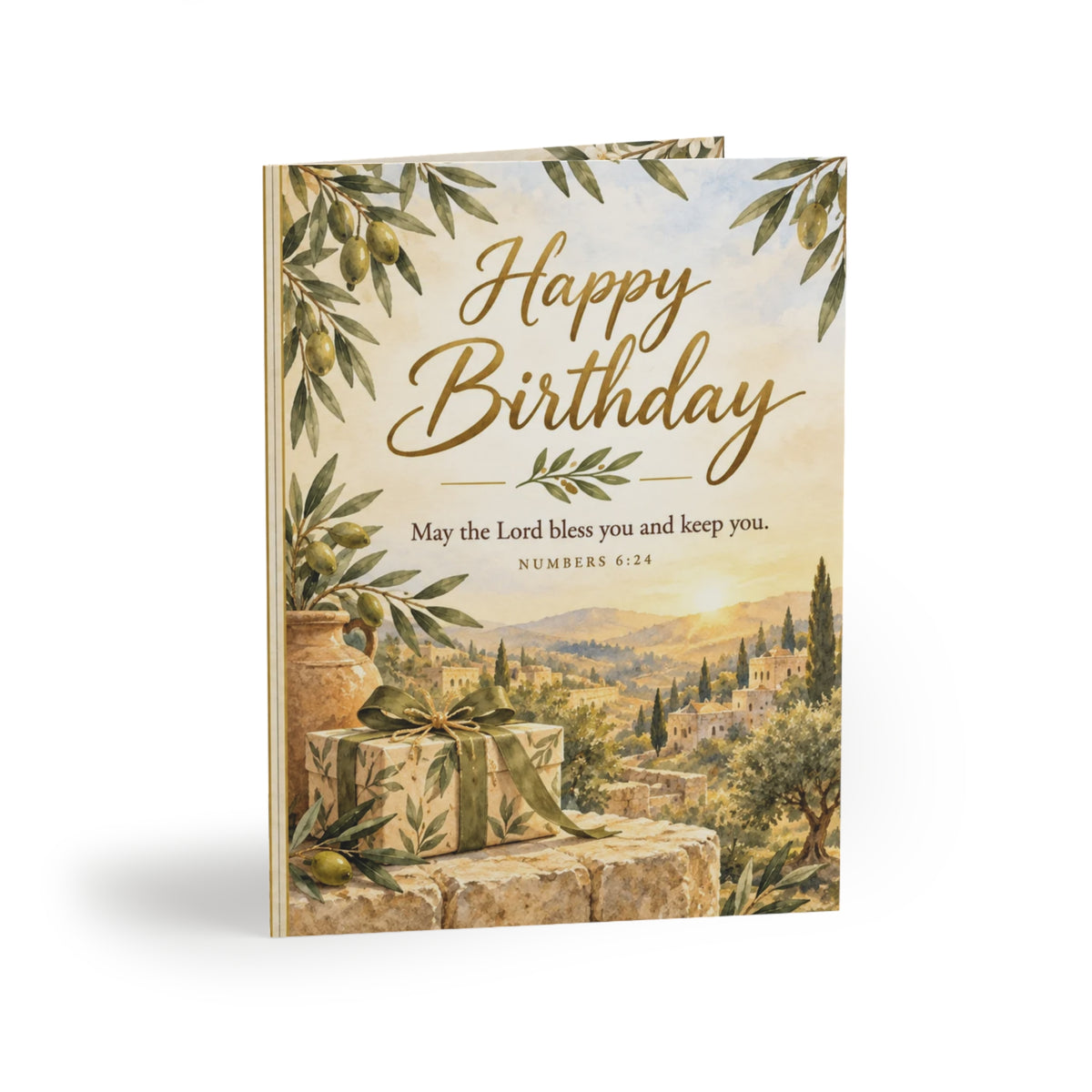 Olive Branch Birthday Card | Faith-Based Birthday Card (8, 16, and 24 pcs)