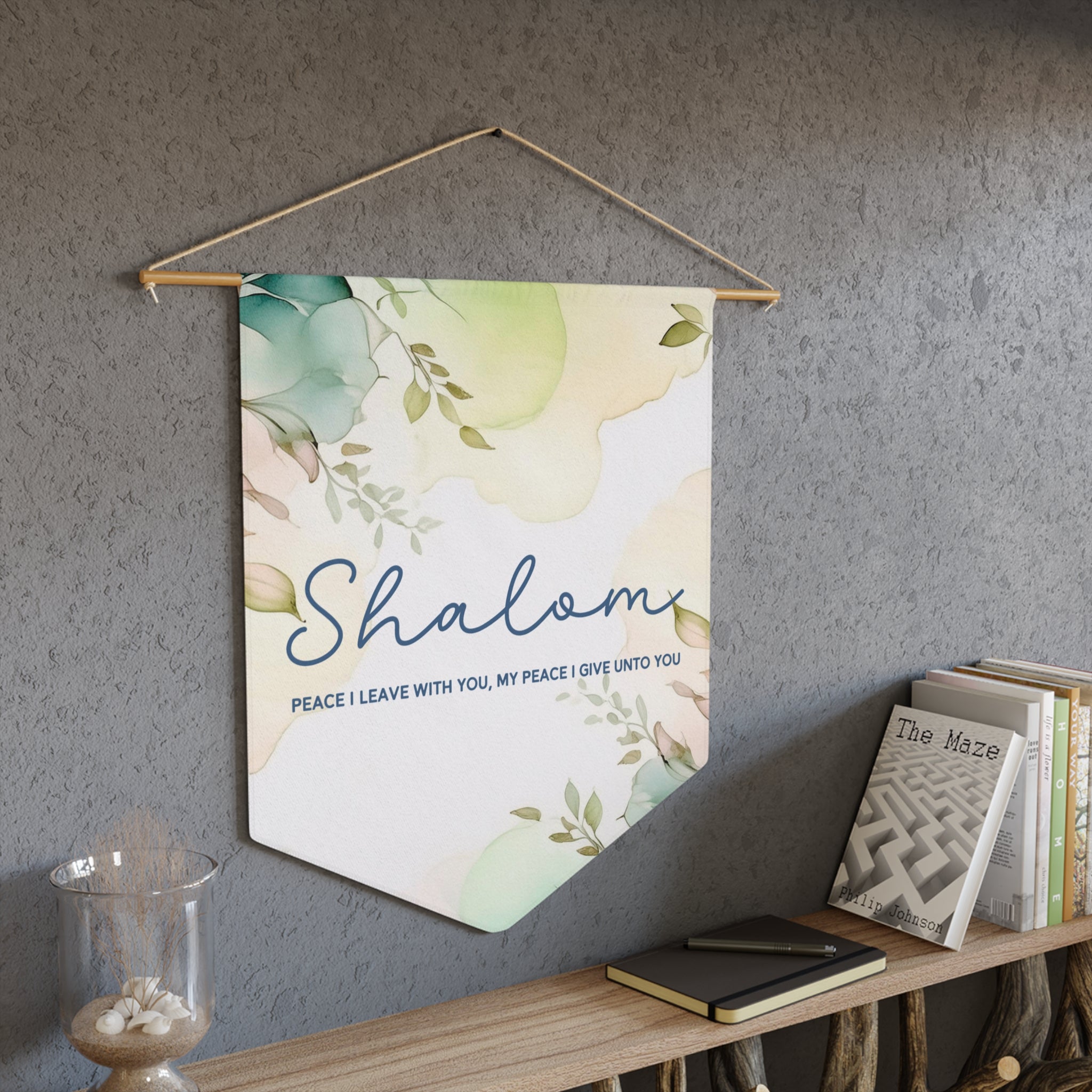 Shalom Floral Pennant Wall Hanging