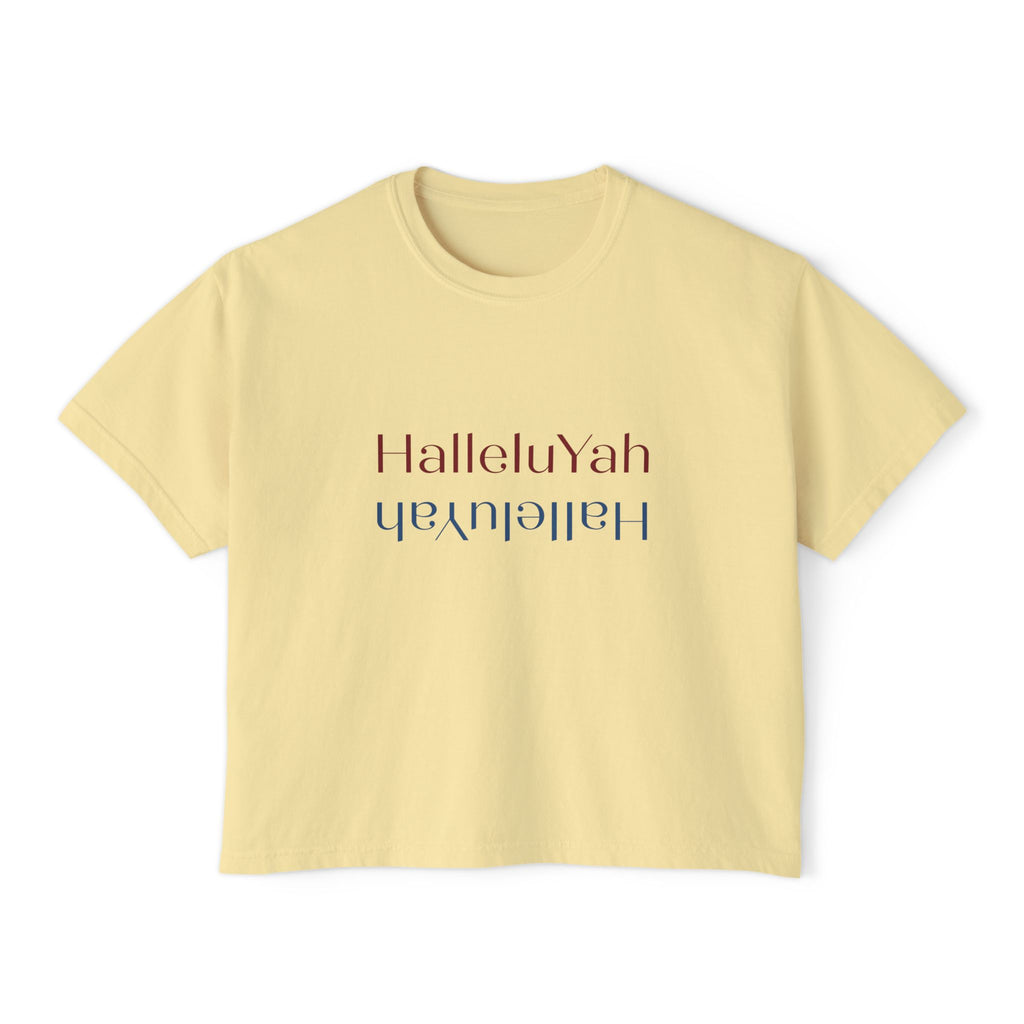 Inspirational Women's Boxy Tee - HalleluYah, Casual Wear, Christian Apparel, Gift for Her, Everyday Comfort