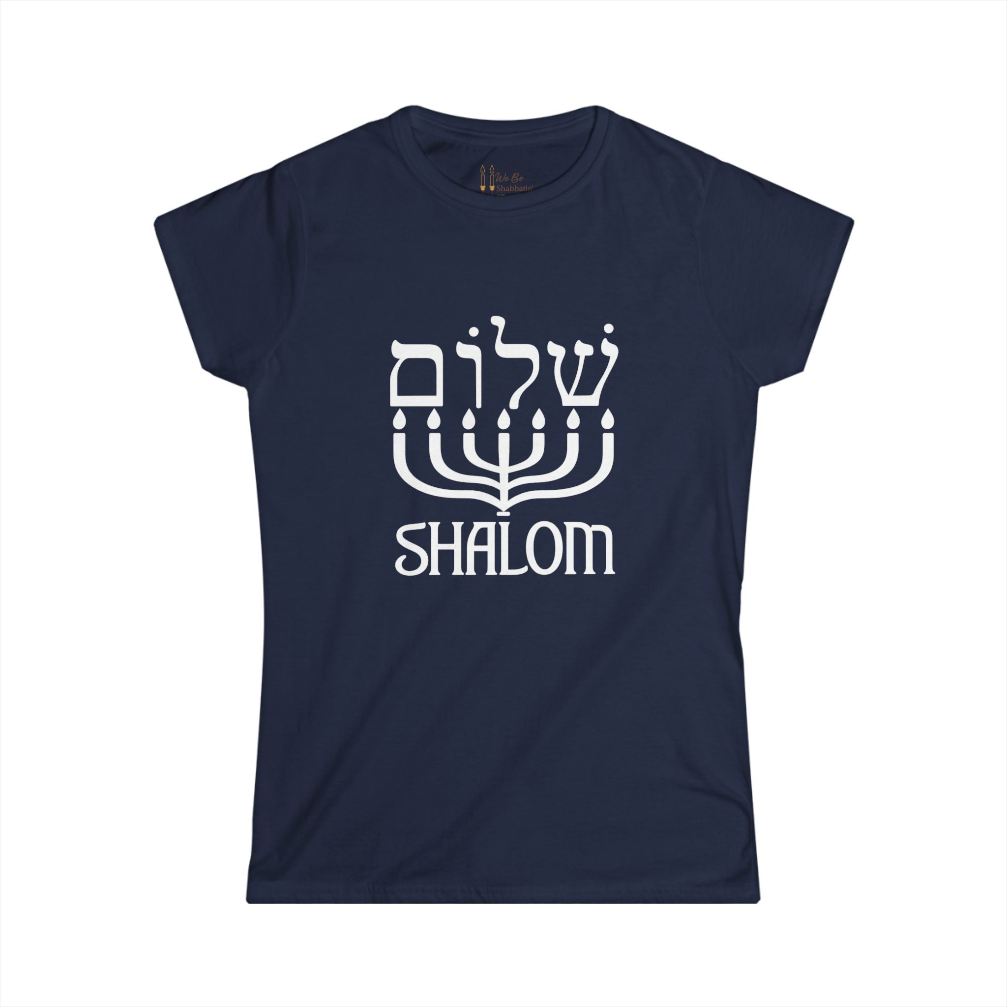 Shalom T-Shirt with Menorah | Hebrew Christian Tee | Messianic Jewish Shirt | Faith-Based Shirt for Women | Hebrew Roots Apparel