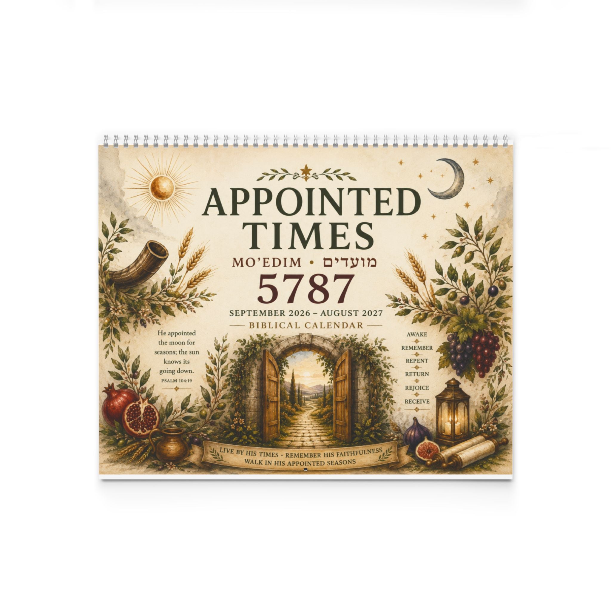 Biblical Hebrew Calendar 2026–2027 | Appointed Times & Feast Days Wall Calendar