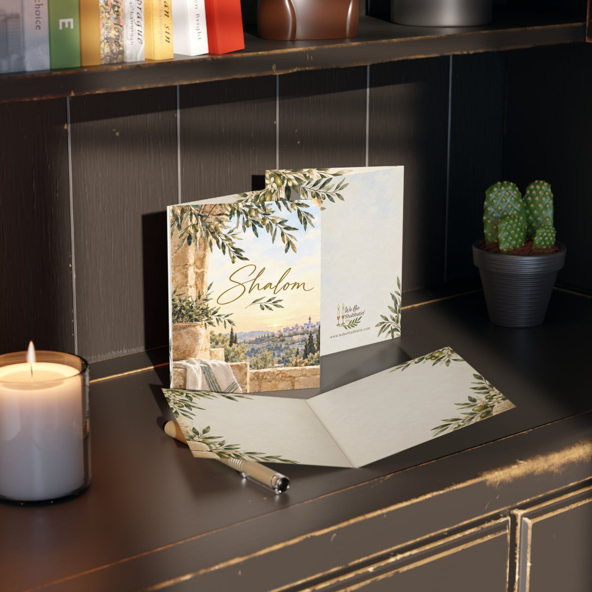 Jerusalem Overlook Shalom Greeting Card | Faith-Based Encouragement Card (8, 16, and 24 pcs)