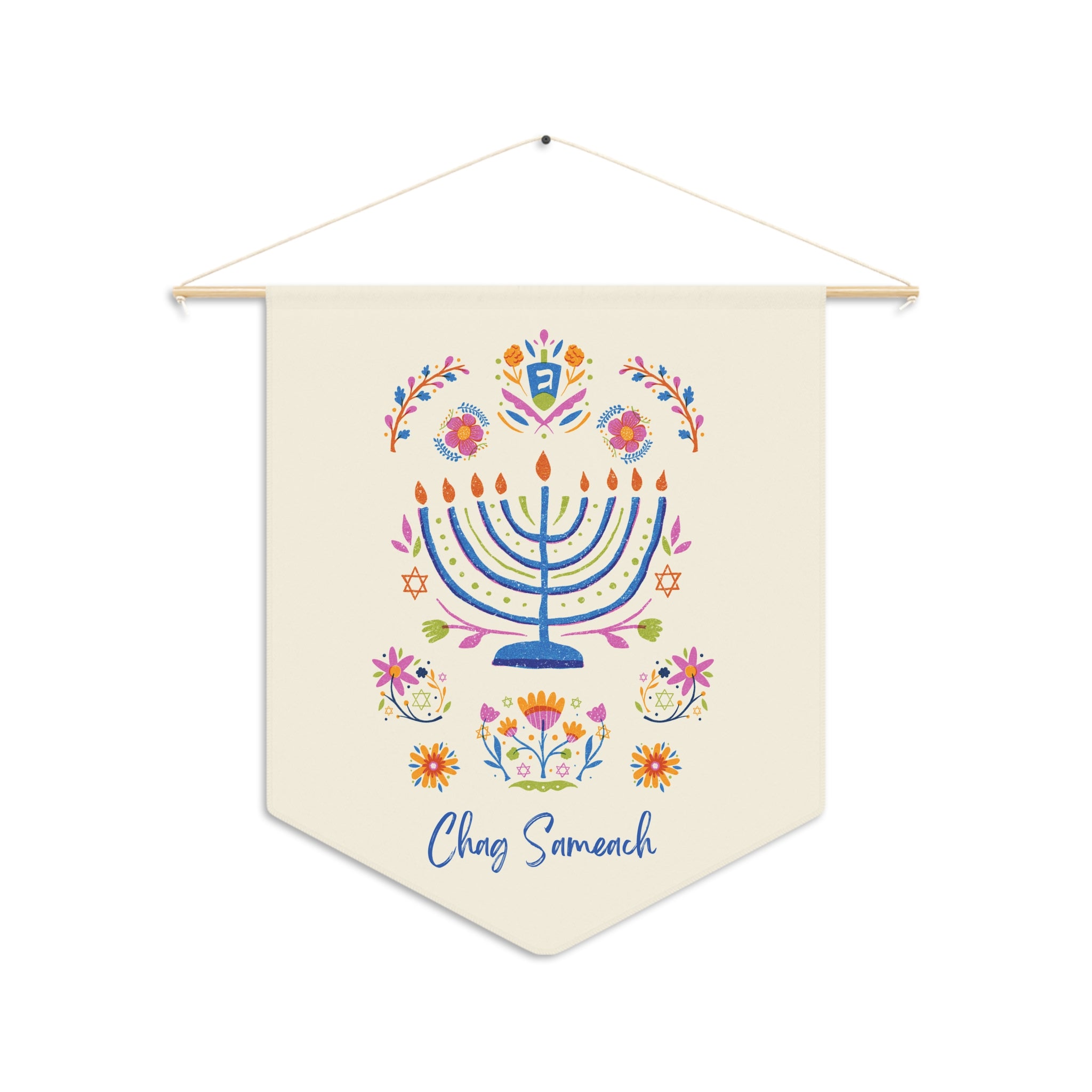 Chag Sameach | Colorful Hanukkah Wall Pennant