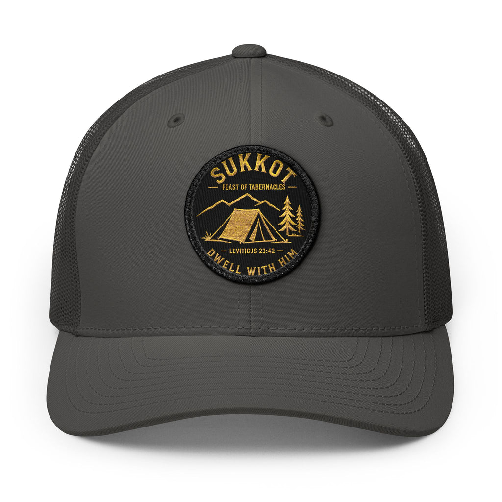 Men’s Sukkot Dwell with Him Hat | Embroidered Trucker Cap | Feast of Tabernacles Outdoor Apparel