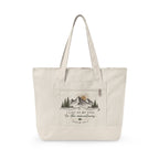 Canvas Tote Bag — Mountain Adventure Zip Tote with Sunrise Peak Design