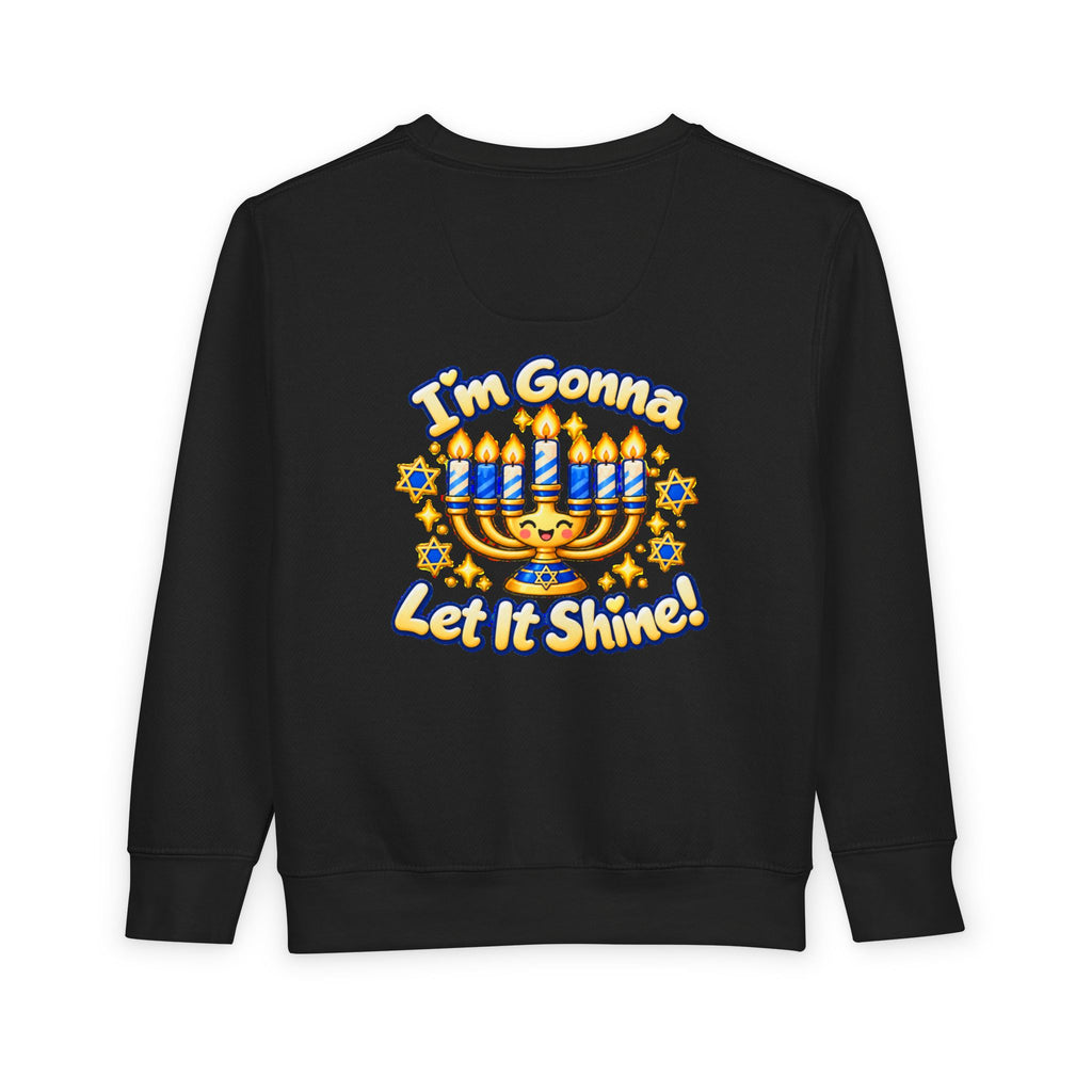 This Little Light of Mine Hanukkah Toddler Sweatshirt – Front & Back Menorah Pullover | I’m Gonna Let It Shine
