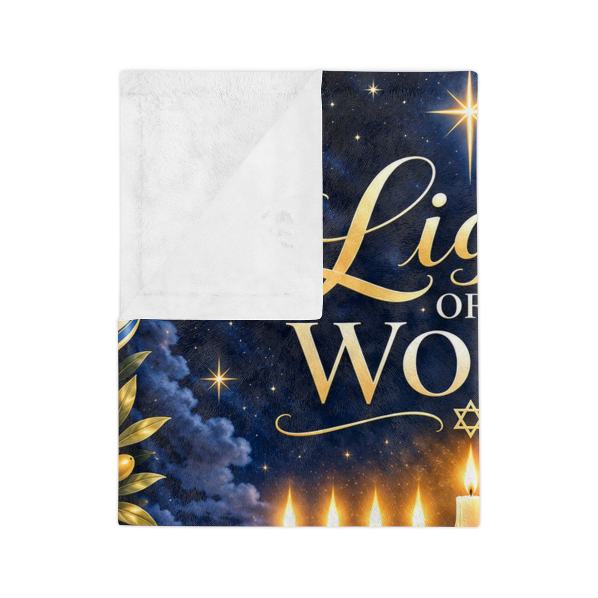 Yeshua Light of the World Hanukkah Blanket – John 8:12 Messianic Velveteen Throw | Festival of Lights Gift