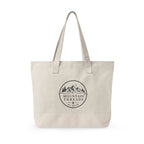 Canvas Tote Bag — Mountain Adventure Zip Tote with Sunrise Peak Design