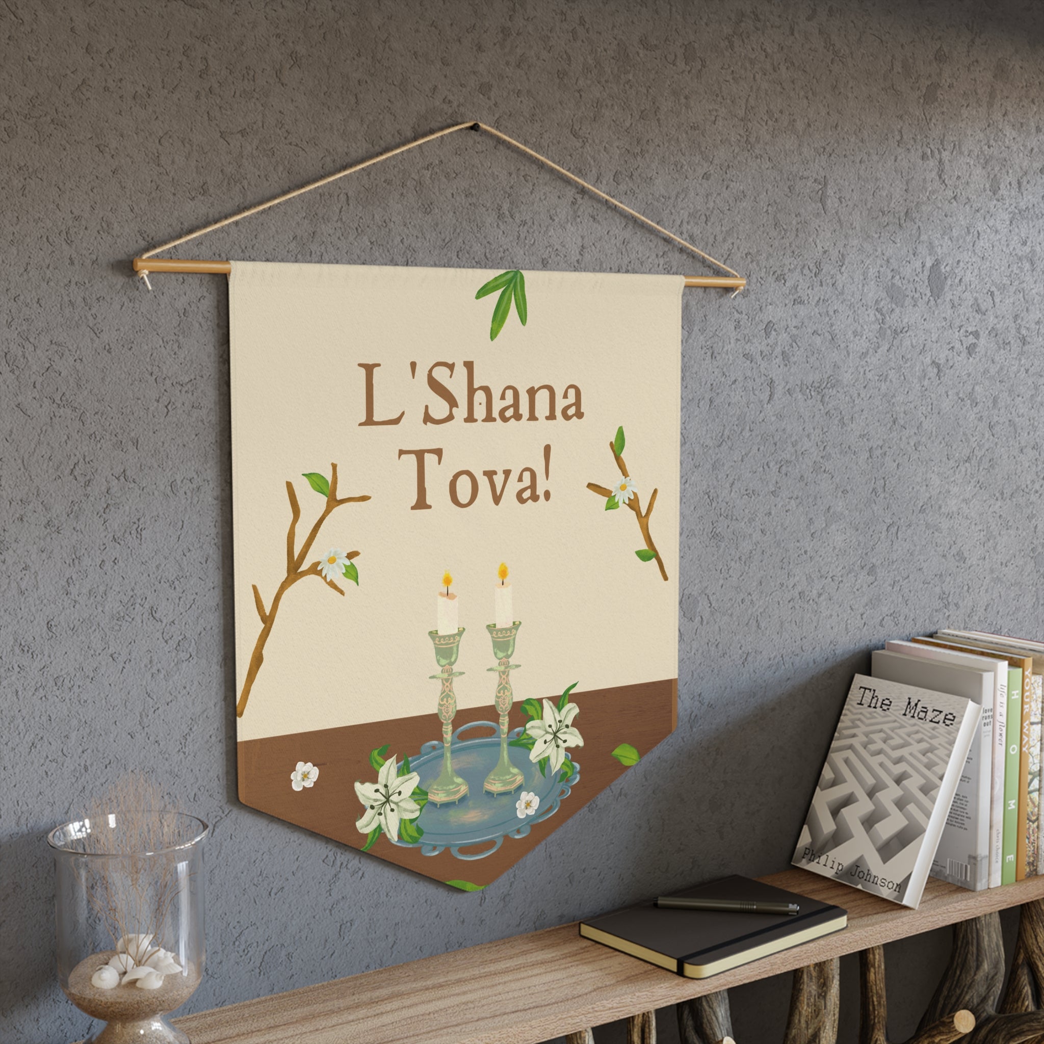 L’Shana Tova | Shabbat Candles Wall Pennant