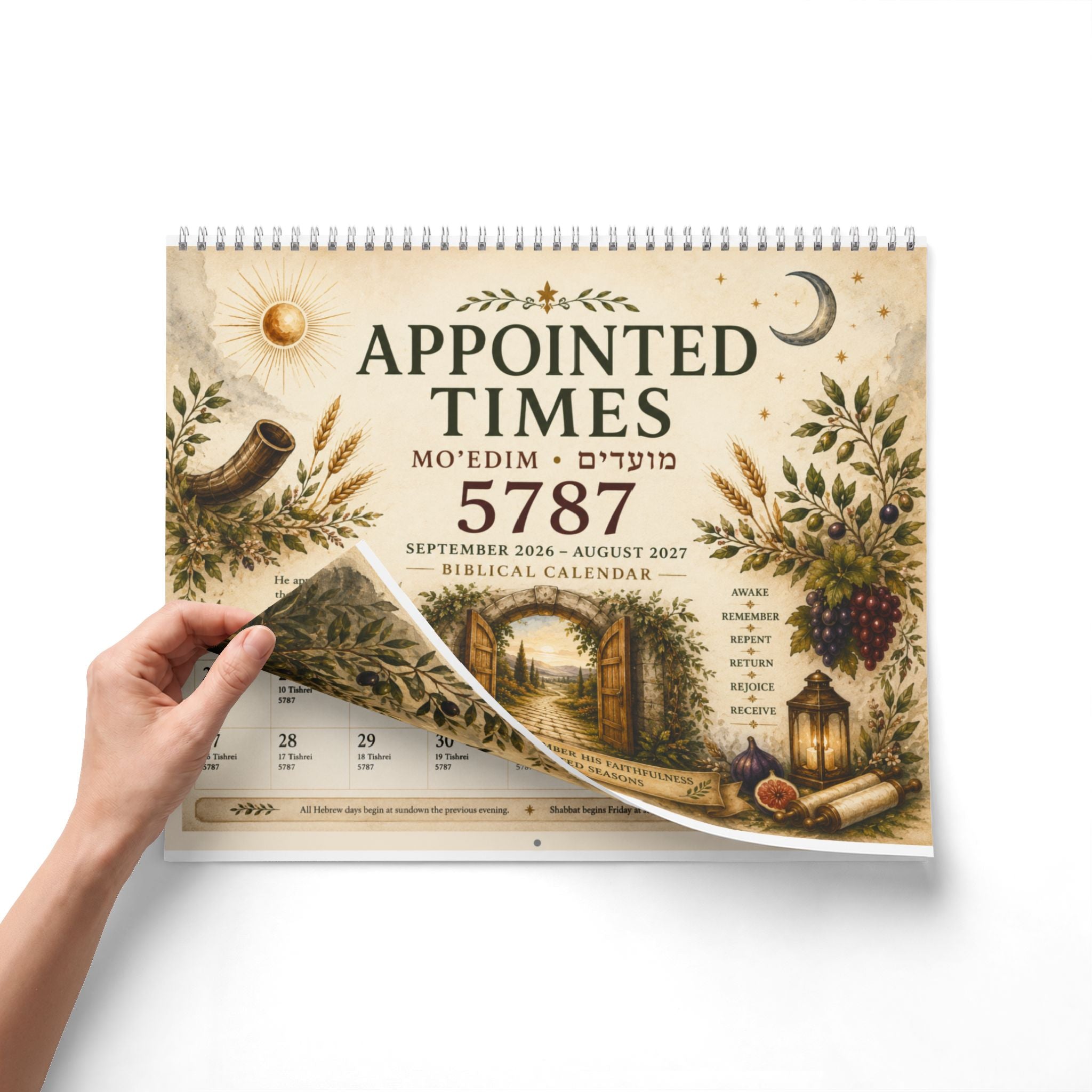Biblical Hebrew Calendar 2026–2027 | Appointed Times & Feast Days Wall Calendar
