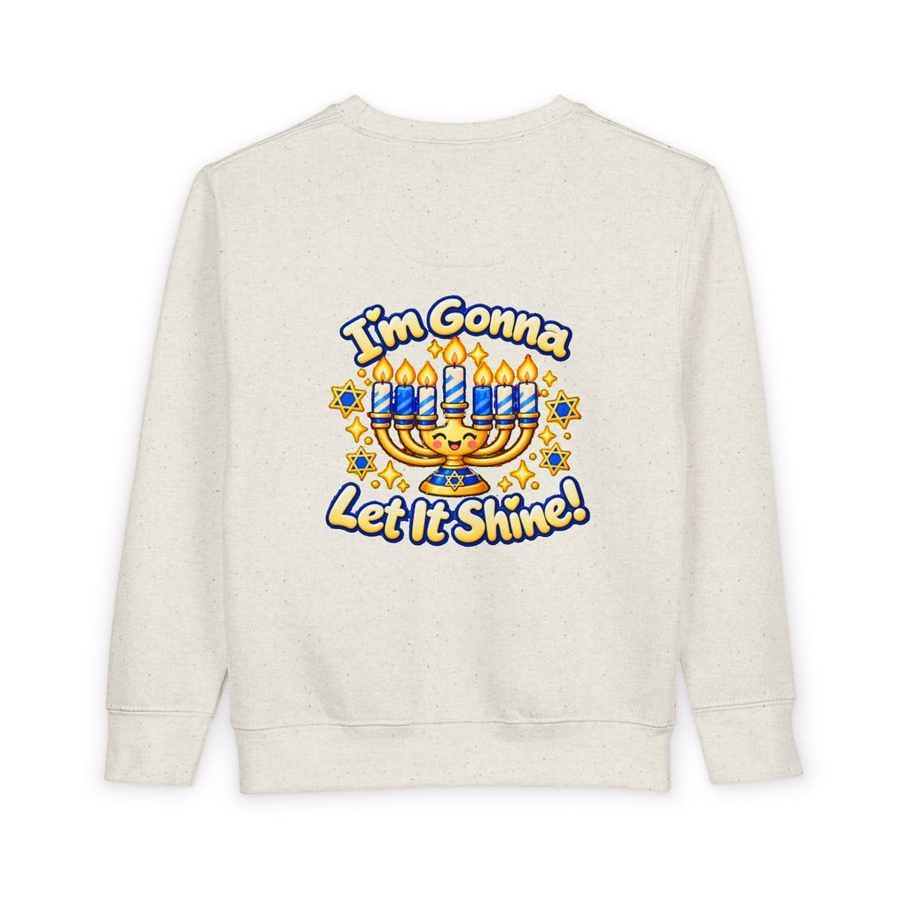 This Little Light of Mine Hanukkah Toddler Sweatshirt – Front & Back Menorah Pullover | I’m Gonna Let It Shine