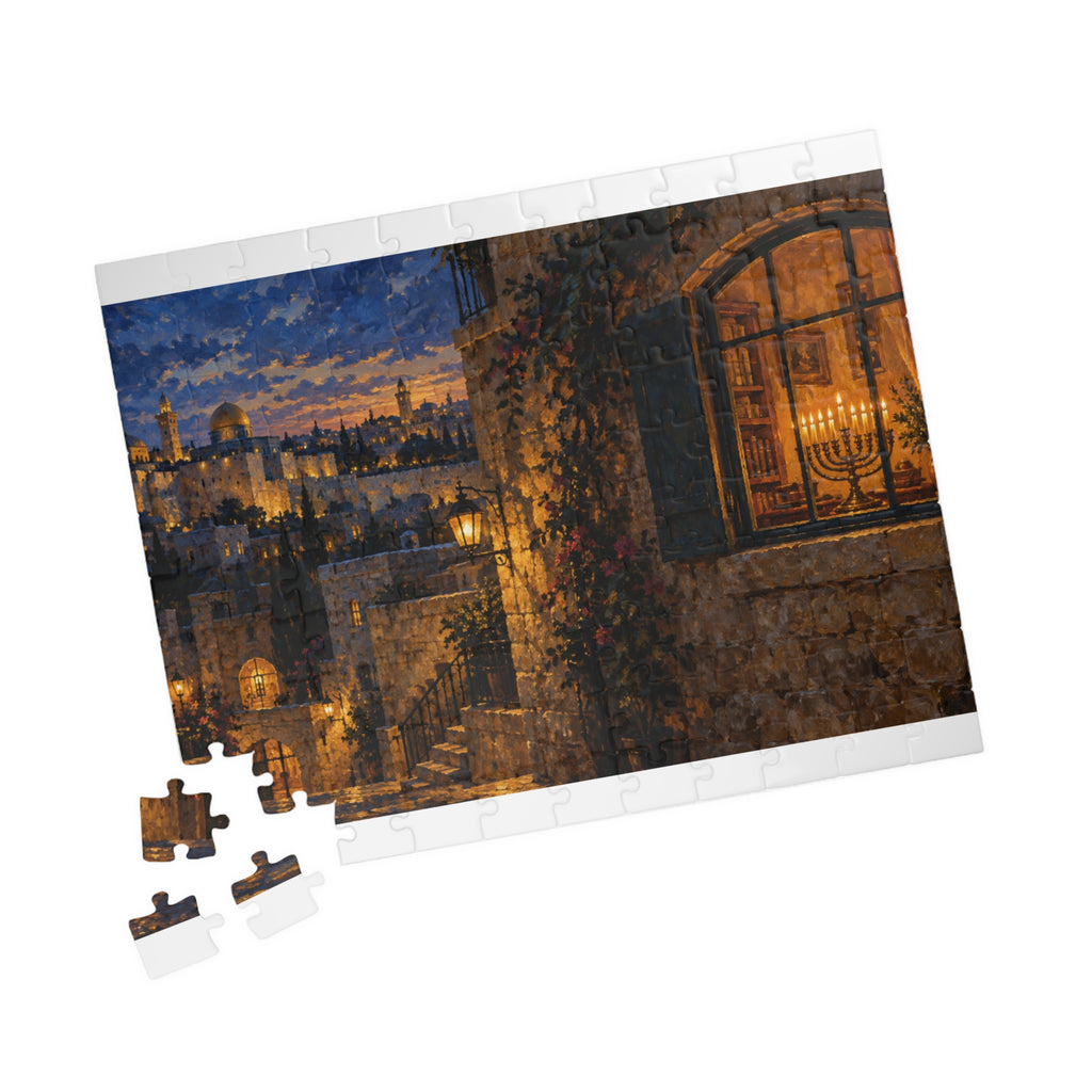 Hanukkah in Jerusalem – Glowing Hanukkiah Window Art Puzzle for Adults & Teens | 110–1014 Pieces