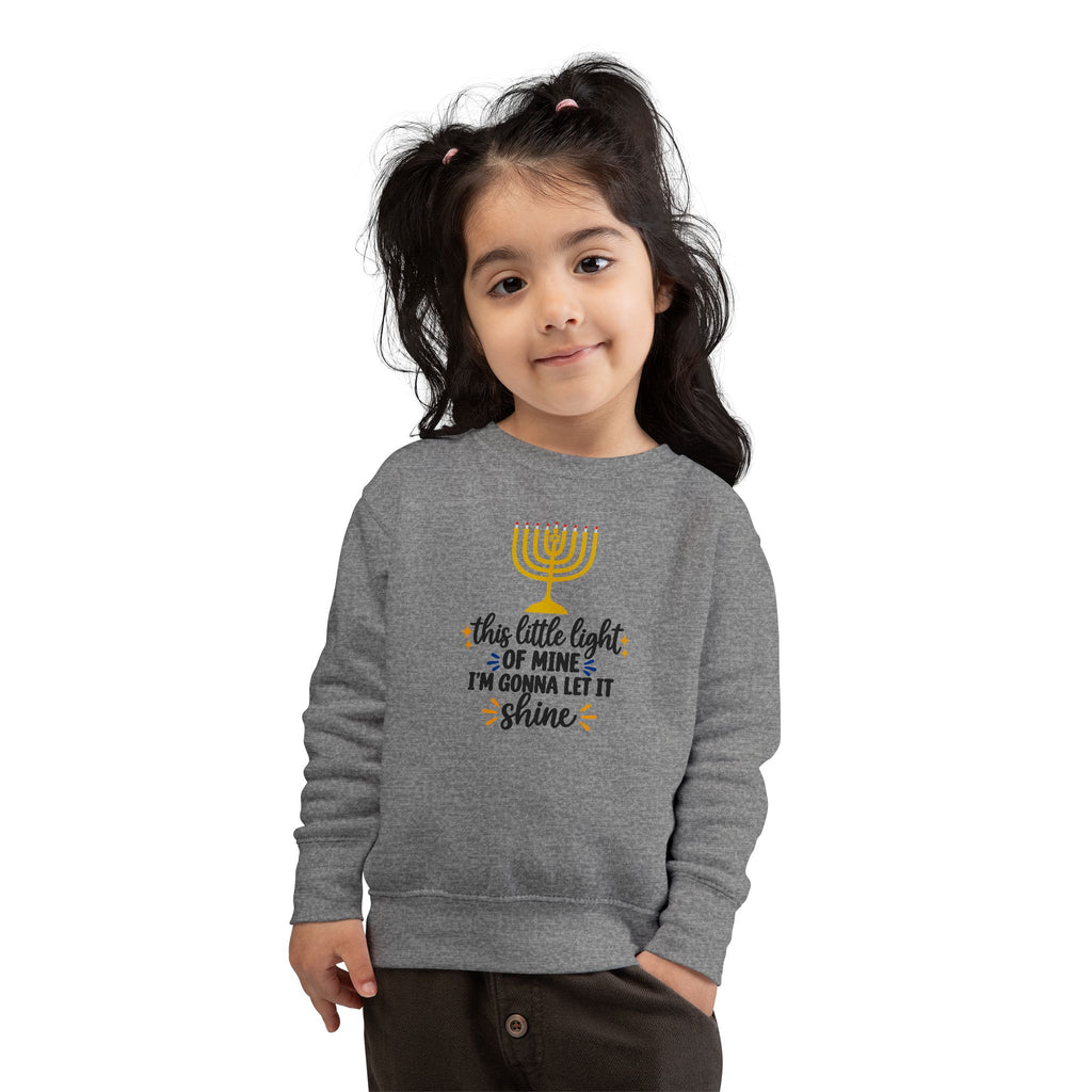 This Little Light of Mine Hanukkah Toddler Sweatshirt – Hanukkiah “I’m Gonna Let It Shine” Crewneck
