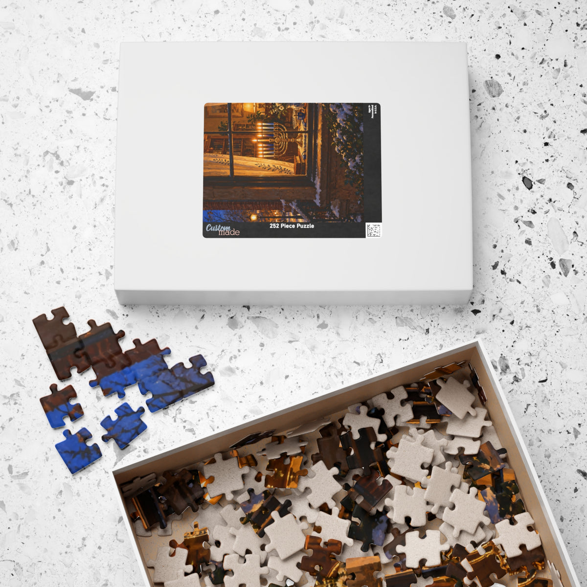 Hanukkah Puzzle for Adults – Glowing Hanukkiah Window Oil Painting Puzzle | 110–1014 Pieces