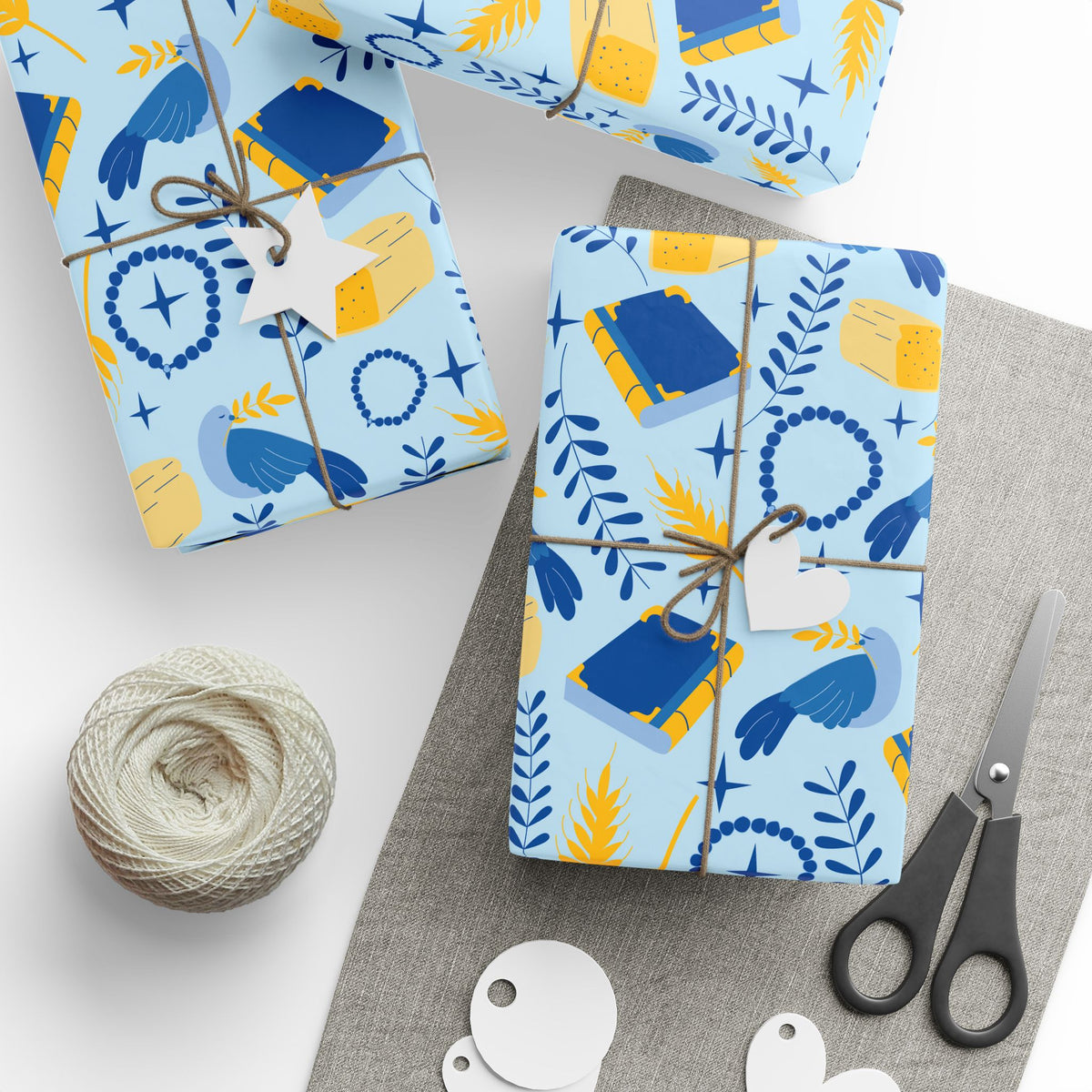 Gift Wrap with Doves, Torah, Wheat & Olive Branches | Judaica Gift Wrapping Paper