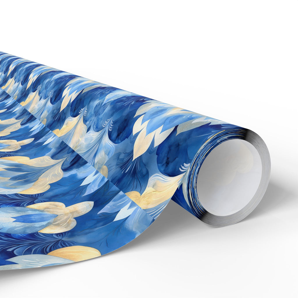 Blue & Gold Floral Wrapping Paper  |  Elegant Judaica Gift Wrap