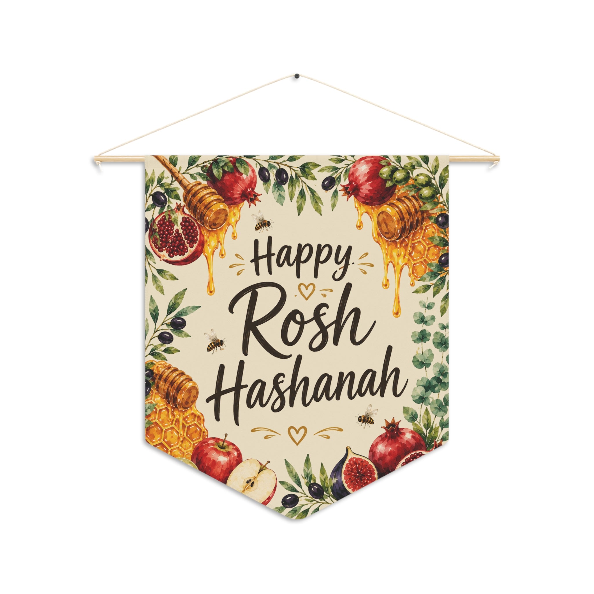 Happy Rosh Hashanah | Honey & Pomegranate Wall Pennant