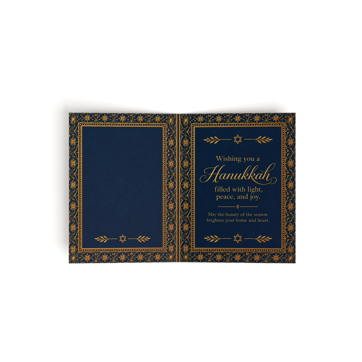 Luxury Hanukkah Card | Navy & Gold Menorah Greeting Card | Festival of Lights (8, 16, and 24 pcs)