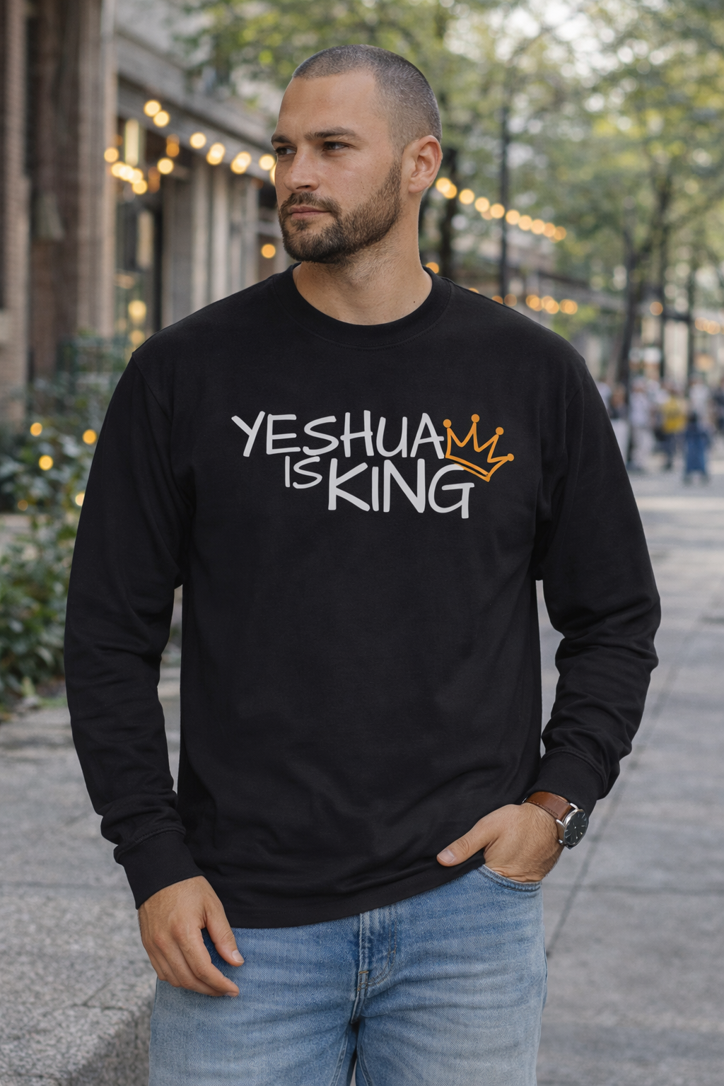 Yeshua is King Long Sleeve Tee - Yeshua Is King, Inspirational Gift, Faith Based Apparel, Bold Faith Statement
