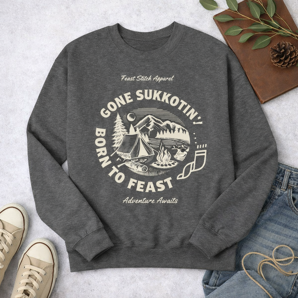 Teen Sukkot Sweatshirt | Feast of Tabernacles Shirt | Gone Sukkotin Born to Feast | Youth Christian Sweatshirt | Hebrew Roots Apparel