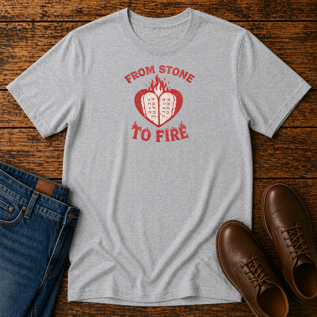 From Stone to Fire Shirt | Shavuot Pentecost Tee | Ten Commandments Shirt | Holy Spirit Fire Shirt