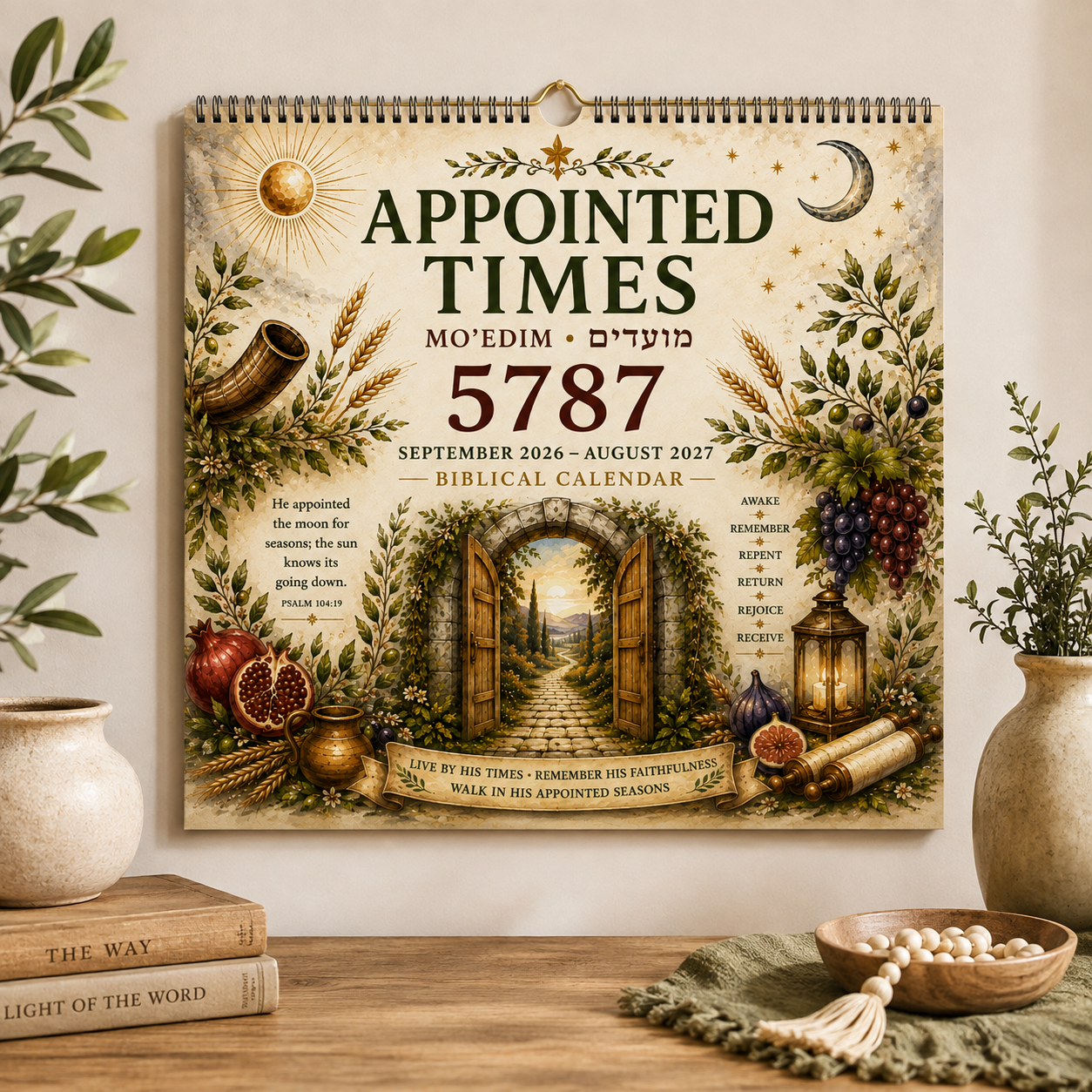 Biblical Hebrew Calendar 2026–2027 | Appointed Times & Feast Days Wall Calendar