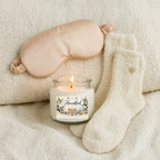 Hanukkah Self-Care Gift Set for Her – Soy Candle, Satin Sleep Mask & Cozy Socks | Festival of Lights Gift Box