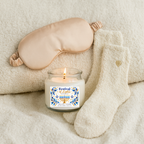 Festival of Lights Hanukkah Gift Set for Her – Soy Candle, Satin Sleep Mask & Cozy Socks | Hanukkah Self-Care Gift Box