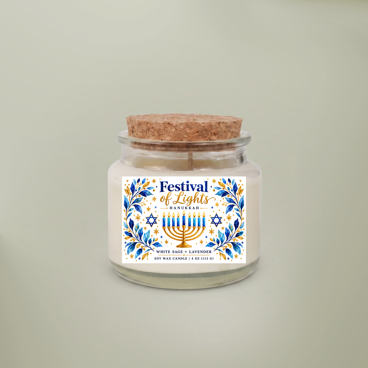 Festival of Lights Hanukkah Gift Set for Her – Soy Candle, Satin Sleep Mask & Cozy Socks | Hanukkah Self-Care Gift Box