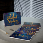 Jewish Greeting Card Set of 5 - Shabbat Shalom, Chag Sameach, Shalom - Oil Painting Style Judaica Notecards with Envelopes