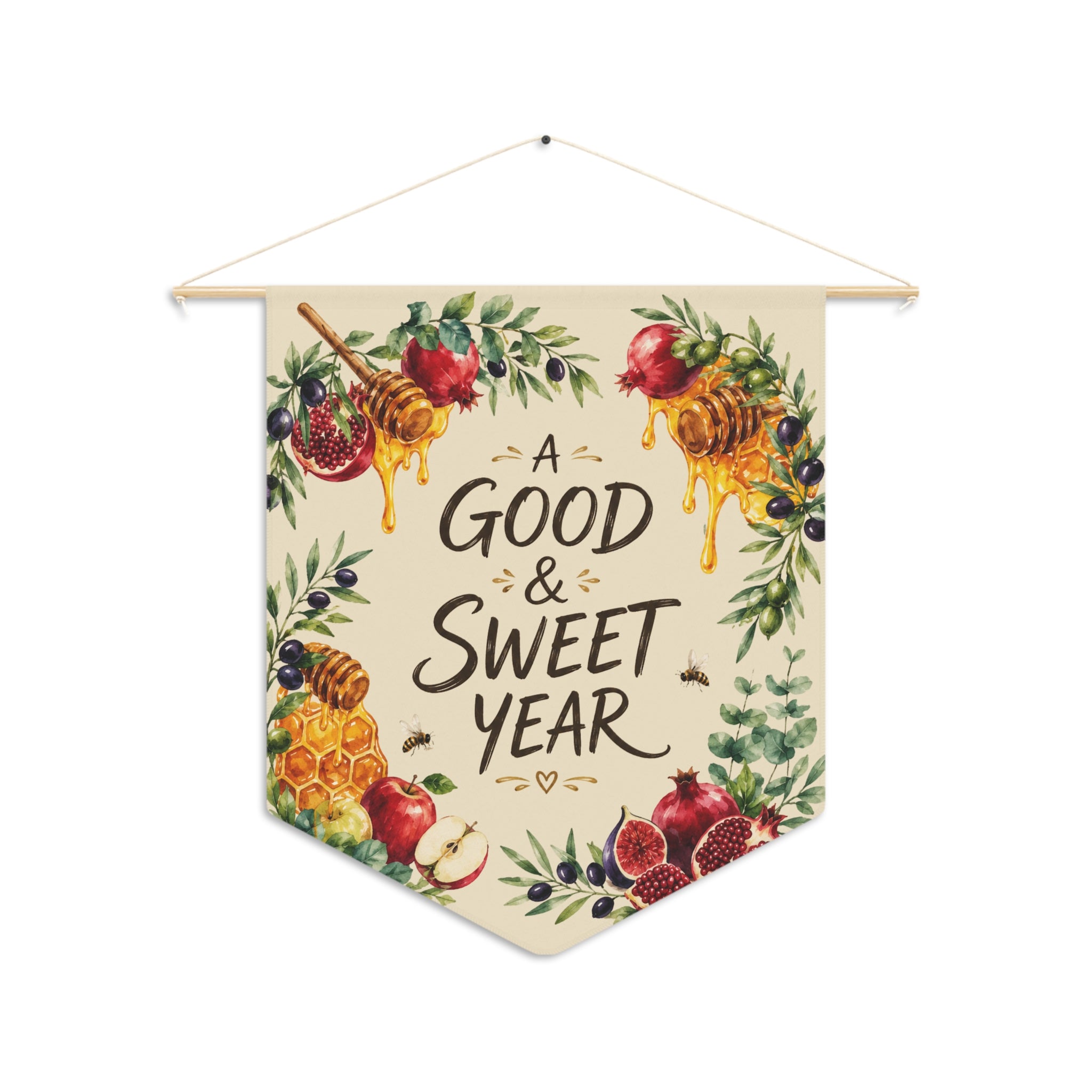 A Good & Sweet Year | Honey & Pomegranate Wall Pennant