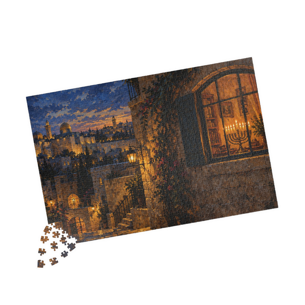 Hanukkah in Jerusalem – Glowing Hanukkiah Window Art Puzzle for Adults & Teens | 110–1014 Pieces