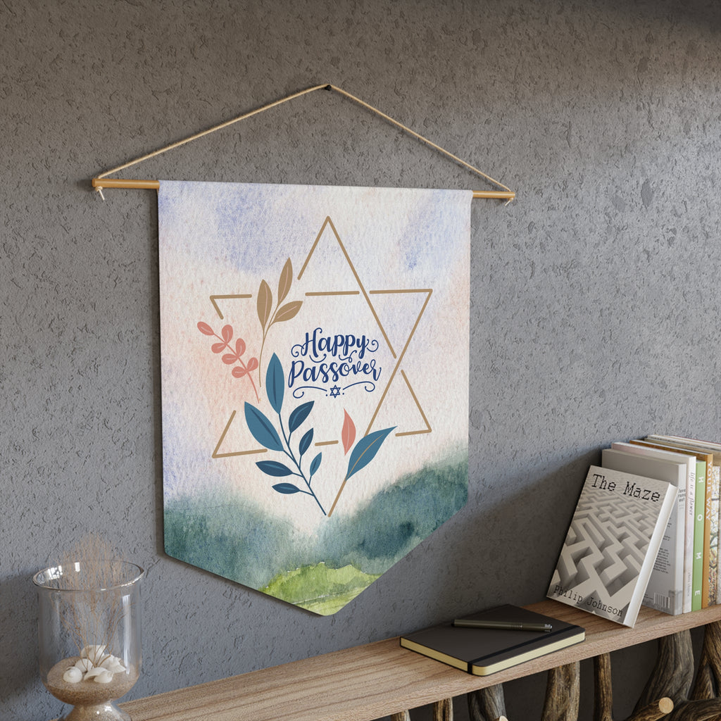 Happy Passover Pennant | Star of David Floral Wall Banner