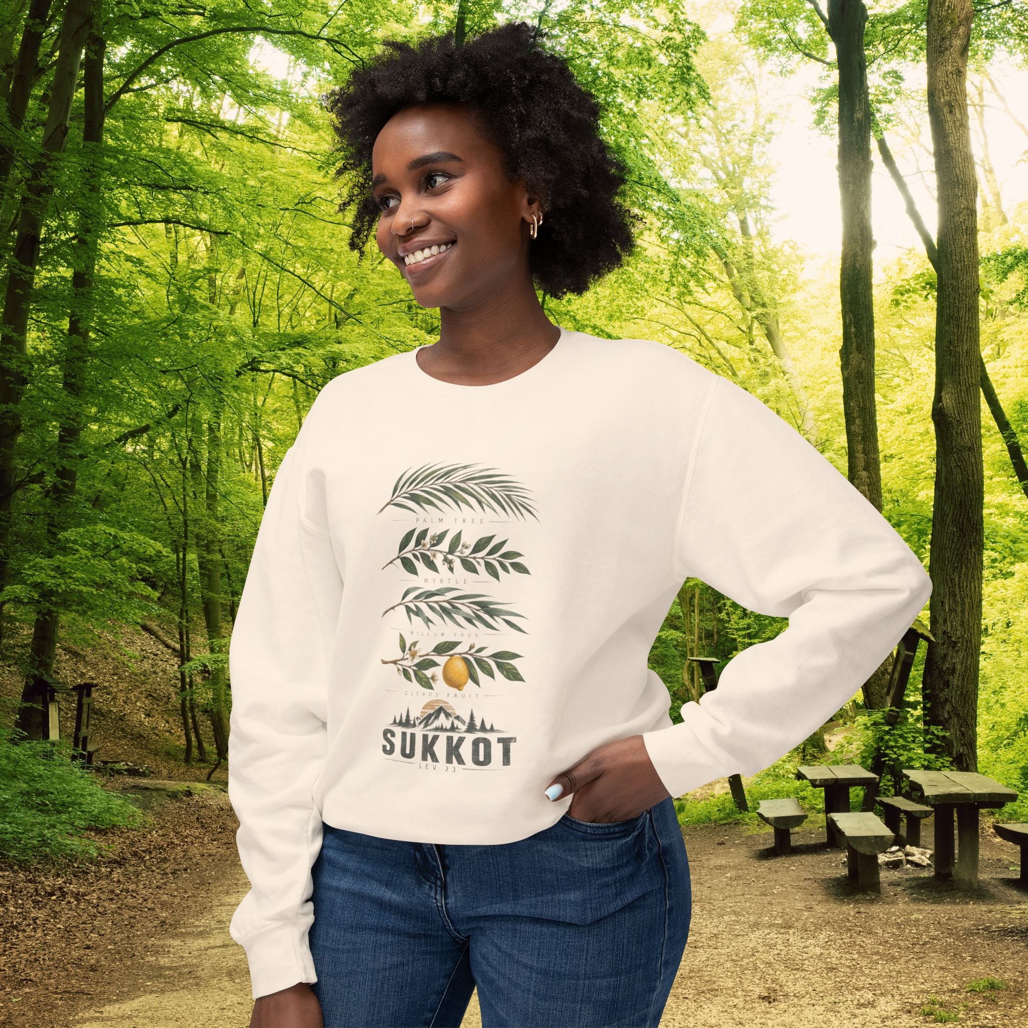 Sukkot Four Species Sweatshirt | Palm Myrtle Willow & Citron | Biblical Feast Day Crewneck Lev 23