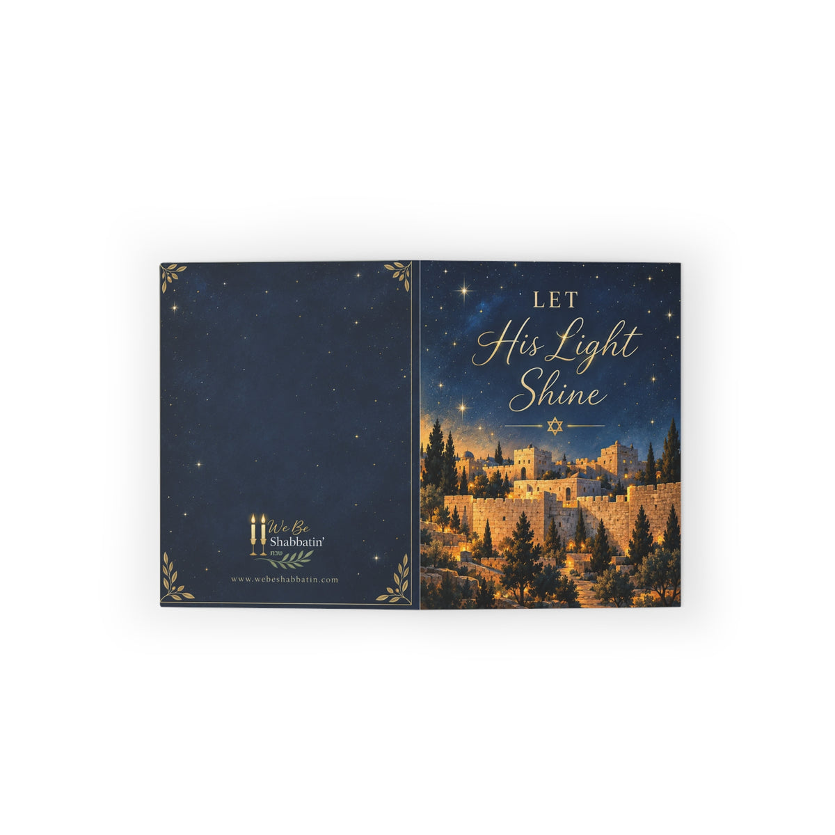 Let His Light Shine Hanukkah Card | Jerusalem Festival of Lights Greeting Card | Faith-Based Hanukkah Cards (8, 16, and 24 pcs)